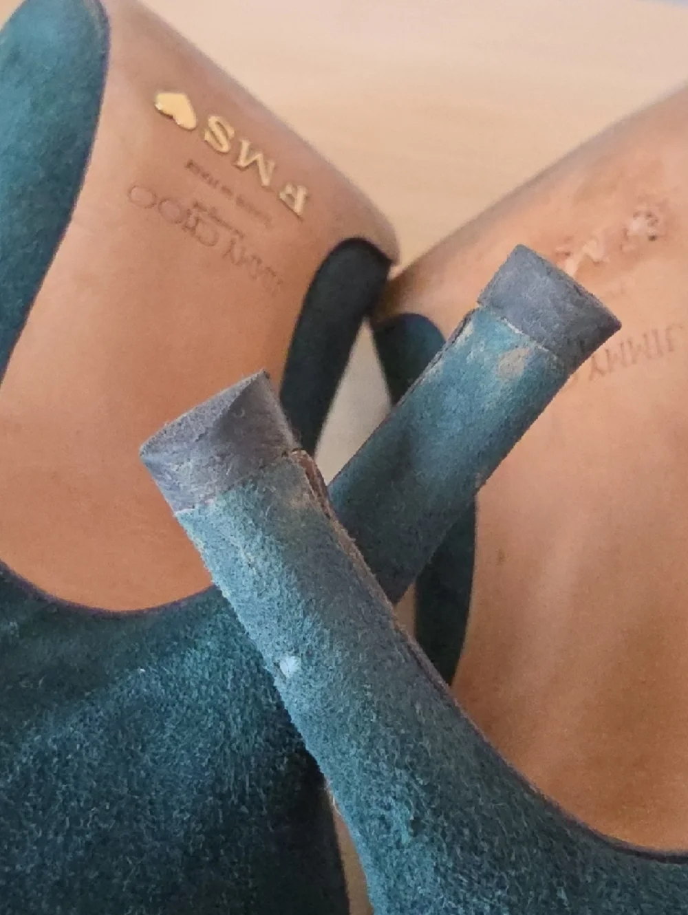 Jimmy Choo Teal Green Suede Pointed Pumps - Picture 8 of 12